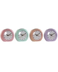 Orologio da Tavolo Home ESPRIT Bianco Nero Bambù 10 x 4,3 x 10 cm (2 Unità)
