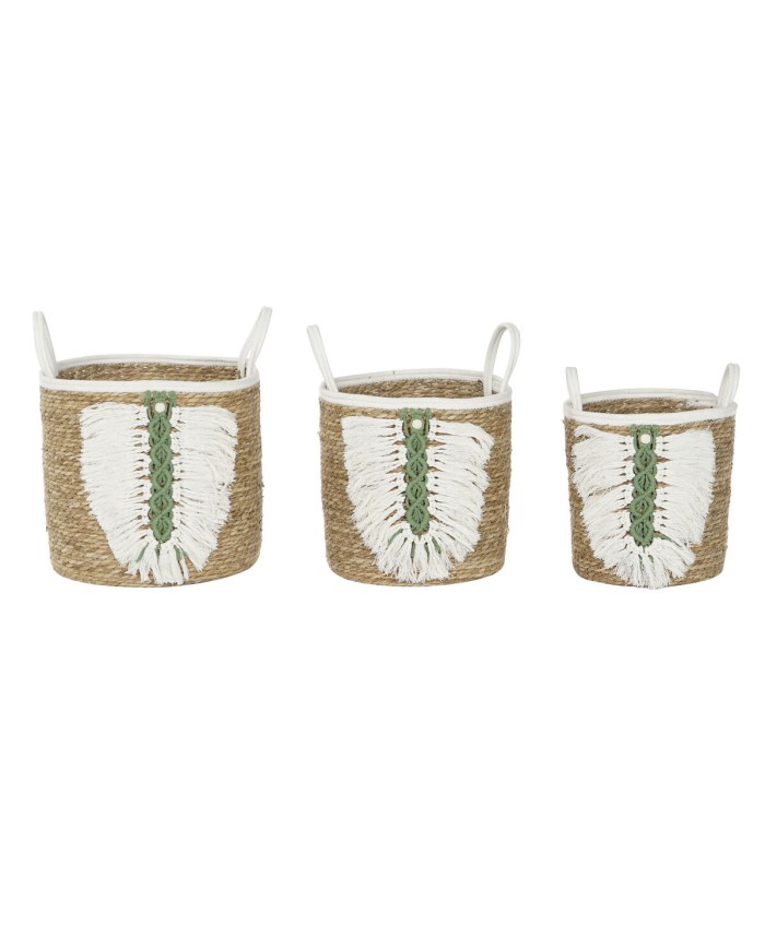 Set di Cestini Home ESPRIT Bianco Verde Naturale Fibra naturale Tropicale 39 x 39 x 47 cm (3 Pezzi) Set di Cestini Home ESPRIT Bianco Verde Naturale Fibra naturale Tropicale 39 x 39 x 47 cm (3 Pezzi)