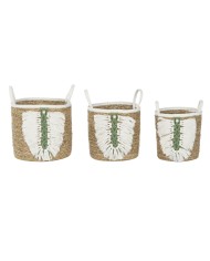 Set di Cestini Home ESPRIT Bianco Verde Naturale Fibra naturale Tropicale 39 x 39 x 47 cm (3 Pezzi) Set di Cestini Home ESPRIT Bianco Verde Naturale Fibra naturale Tropicale 39 x 39 x 47 cm (3 Pezzi)