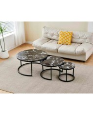 Tavolino Aggiuntivo Home ESPRIT Nero 80 x 80 x 1 cm Tavolino Aggiuntivo Home ESPRIT Nero 80 x 80 x 1 cm