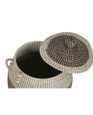 Set di Cestini Home ESPRIT Bianco Nero Naturale 45 x 45 x 48 cm (2 Pezzi) Set di Cestini Home ESPRIT Bianco Nero Naturale 45 x 45 x 48 cm (2 Pezzi)