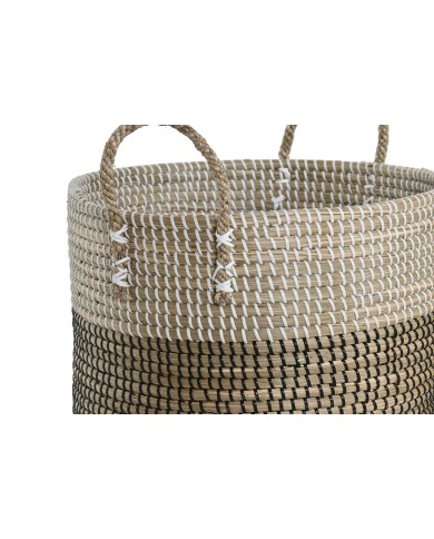 Set di Cestini Home ESPRIT Bianco Nero Naturale 44 x 44 x 49 cm (2 Pezzi)