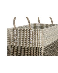 Set di Cestini Home ESPRIT Bianco Nero Naturale Erba di mare Boho 44 x 25 x 38 cm (2 Pezzi)