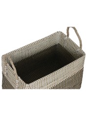 Set di Cestini Home ESPRIT Bianco Nero Naturale Erba di mare Boho 44 x 25 x 38 cm (2 Pezzi)