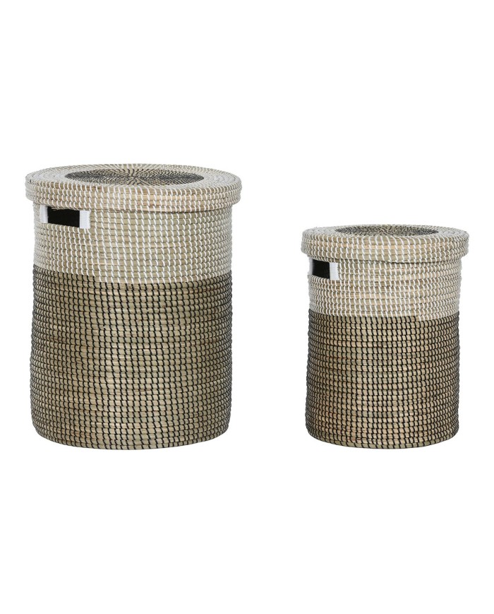 Set di Cestini Home ESPRIT Bianco Nero Naturale Erba di mare 44 x 44 x 51 cm (2 Pezzi) Set di Cestini Home ESPRIT Bianco Nero Naturale Erba di mare 44 x 44 x 51 cm (2 Pezzi)