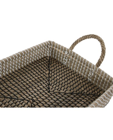 Set di Vassoi Home ESPRIT Naturale Marrone Chiaro Città 41 x 32 x 16 cm (2 Unità)