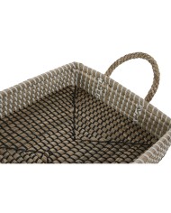 Set di Vassoi Home ESPRIT Naturale Marrone Chiaro Città 41 x 32 x 16 cm (2 Unità)