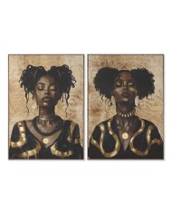 Tela Home ESPRIT Beige Grigio Astratto Moderno 40 x 2,5 x 50 cm (2 Unità)