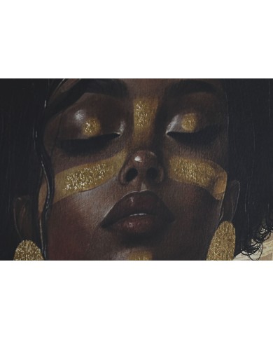 Quadro Home ESPRIT Nero Dorato Donna 103 x 4,5 x 143,5 cm (2 Unità)