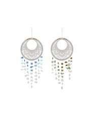 Decorazione pensile Home ESPRIT Azzurro Bianco Marrone Boho Macramé (2 Unità) (12 Unità)