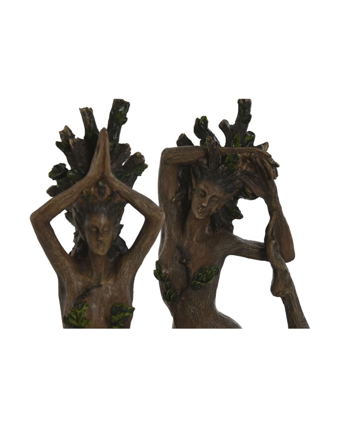 Statua Decorativa Home ESPRIT Marrone Yoga Indiano 13 x 6 x 16 cm (2 Unità)