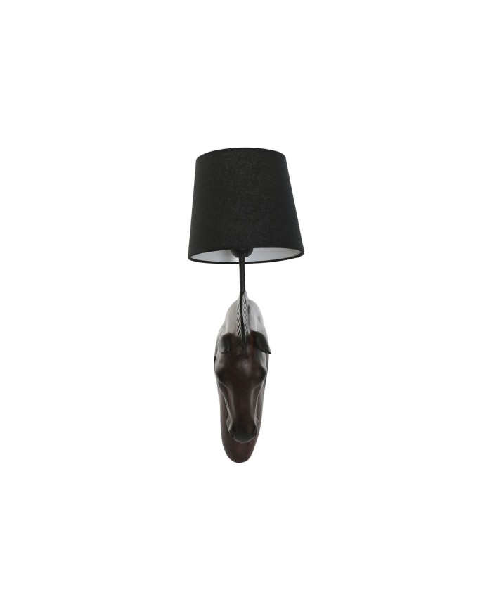 Lampada da Parete Home ESPRIT Nero Marrone scuro Coloniale Cavallo 220 V 18 x 21,5 x 50,5 cm (2 Unità)