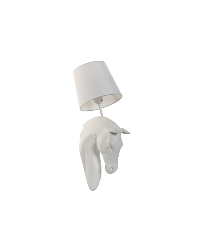 Lampada da Parete Home ESPRIT Bianco Moderno Cavallo Finitura invecchiata 220 V 18 x 21,5 x 50,5 cm (2 Unità)