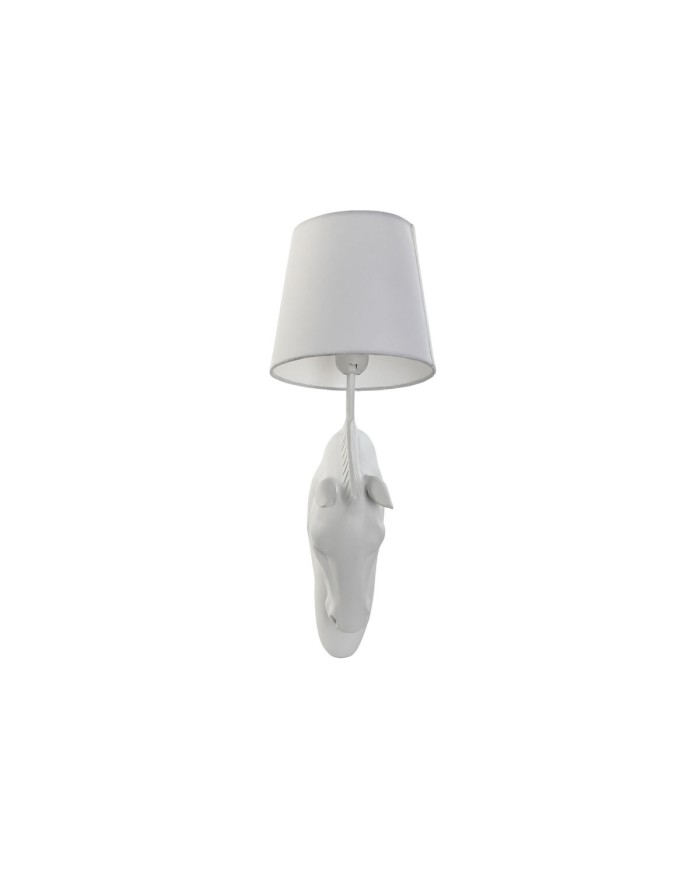 Lampada da Parete Home ESPRIT Bianco Moderno Cavallo Finitura invecchiata 220 V 18 x 21,5 x 50,5 cm (2 Unità)