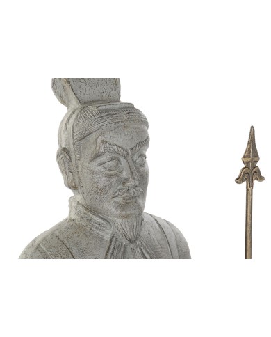 Statua Decorativa Home ESPRIT Grigio Dorato Orientale Guerriero 35 x 32 x 118 cm