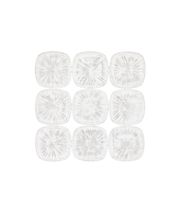 Decorazione da Parete Home ESPRIT Bianco Moderno Finitura invecchiata 89 x 2,5 x 89 cm