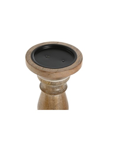 Candelabro Home ESPRIT Marrone Legno di mango Naturale Romantico 15 x 15 x 76 cm