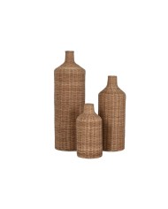 Set di 3 Vasi Home ESPRIT Marrone Metallo Naturale 25 x 25 x 82 cm (3 Pezzi) Set di 3 Vasi Home ESPRIT Marrone Metallo Naturale 25 x 25 x 82 cm (3 Pezzi)