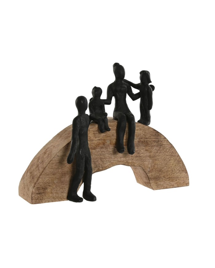 Statua Decorativa Home ESPRIT Marrone Nero Famiglia 26,5 x 9 x 20 cm