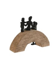 Statua Decorativa Home ESPRIT Marrone Nero Famiglia 26,5 x 9 x 20 cm
