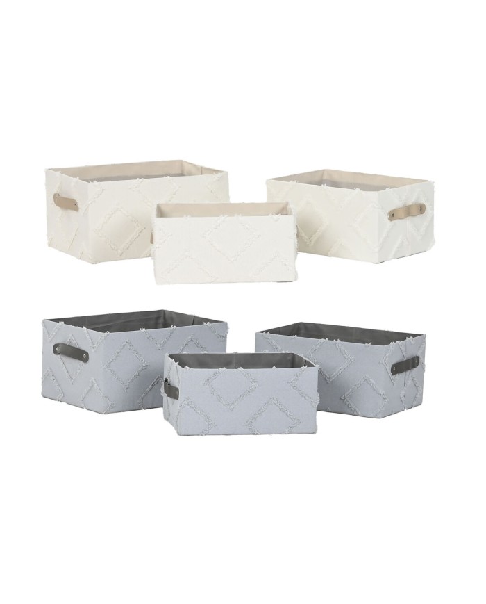 Set di Cestini Home ESPRIT Grigio Crema 35 x 25 x 18 cm (3 Pezzi) (2 Unità) Set di Cestini Home ESPRIT Grigio Crema 35 x 25 x 18 cm (3 Pezzi) (2 Unità)