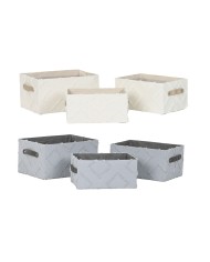 Set di Cestini Home ESPRIT Grigio Crema 35 x 25 x 18 cm (3 Pezzi) (2 Unità) Set di Cestini Home ESPRIT Grigio Crema 35 x 25 x 18 cm (3 Pezzi) (2 Unità)