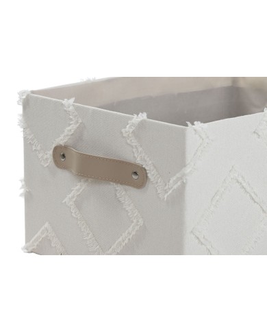 Set di Cestini Home ESPRIT Grigio Crema 35 x 25 x 18 cm (3 Pezzi) (2 Unità)