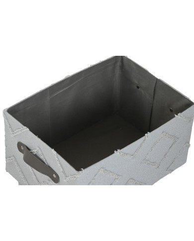 Set di Cestini Home ESPRIT Grigio Crema 35 x 25 x 18 cm (3 Pezzi) (2 Unità)