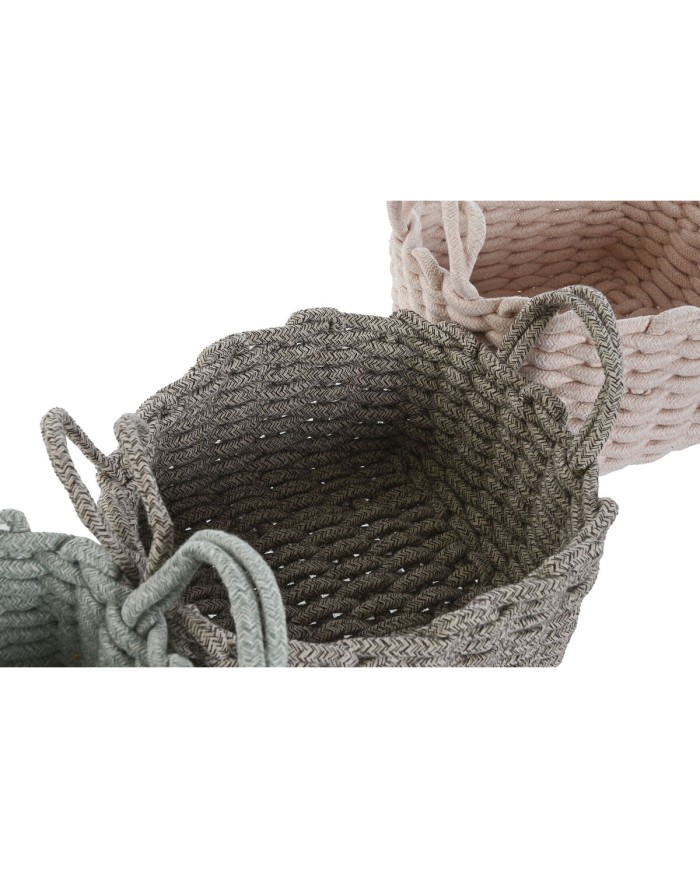 Set di Cestini Home ESPRIT Verde Beige Rosa Corda (3 Pezzi) (3 Unità) Set di Cestini Home ESPRIT Verde Beige Rosa Corda (3 Pezzi) (3 Unità)