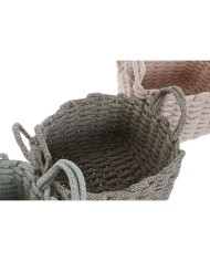 Set di Cestini Home ESPRIT Verde Beige Rosa Corda (3 Pezzi) (3 Unità) Set di Cestini Home ESPRIT Verde Beige Rosa Corda (3 Pezzi) (3 Unità)
