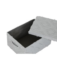 Set di Scatole Decorative Home ESPRIT Grigio Crema 40 x 30 x 20 cm 3 Pezzi (2 Unità)