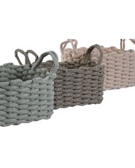 Set di Cestini Home ESPRIT Verde Beige Rosa Corda (3 Pezzi) (3 Unità) Set di Cestini Home ESPRIT Verde Beige Rosa Corda (3 Pezzi) (3 Unità)