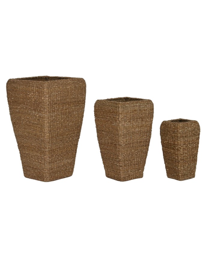 Set di vasi da fiori Home ESPRIT Naturale Metallo Fibra naturale 40 x 40 x 70 cm (3 Pezzi) Set di vasi da fiori Home ESPRIT Naturale Metallo Fibra naturale 40 x 40 x 70 cm (3 Pezzi)