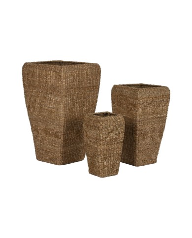 Set di vasi da fiori Home ESPRIT Naturale Metallo Fibra naturale 40 x 40 x 70 cm (3 Pezzi) Set di vasi da fiori Home ESPRIT Naturale Metallo Fibra naturale 40 x 40 x 70 cm (3 Pezzi)