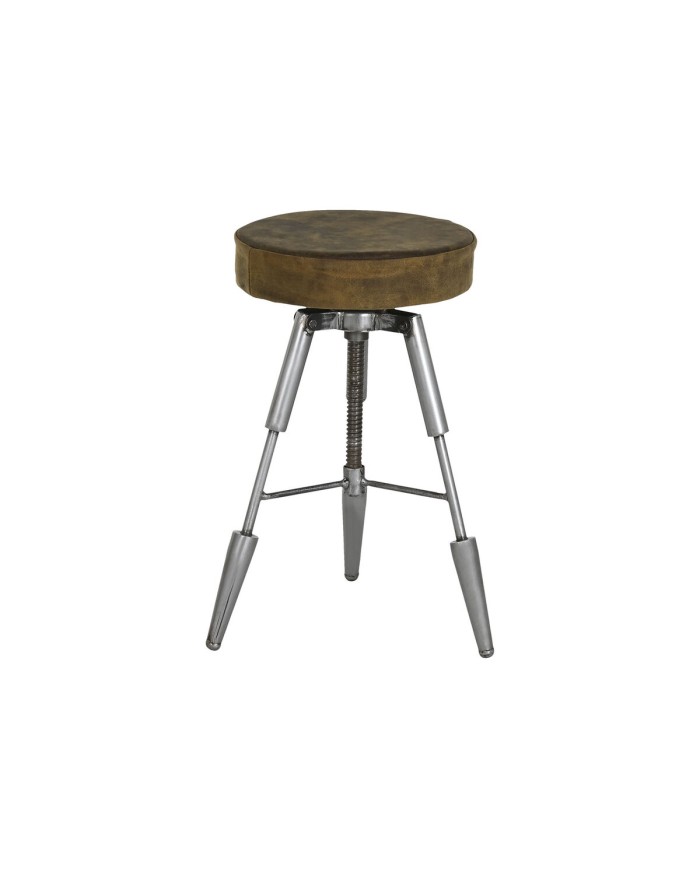 Sgabello Home ESPRIT Marrone Argentato Pelle Metallo 39 x 39 x 57 cm Sgabello Home ESPRIT Marrone Argentato Pelle Metallo 39 x 39 x 57 cm