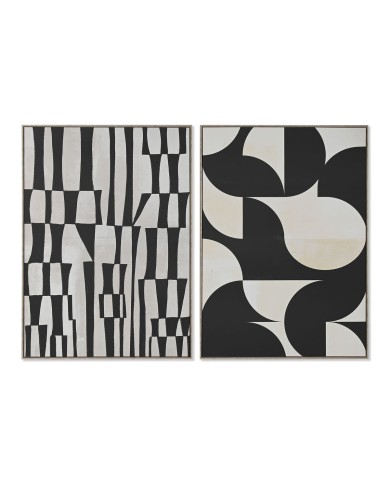 Tela Home ESPRIT Nero Beige polistirene Tela Moderno 103 x 4,5 x 143 cm (2 Unità)