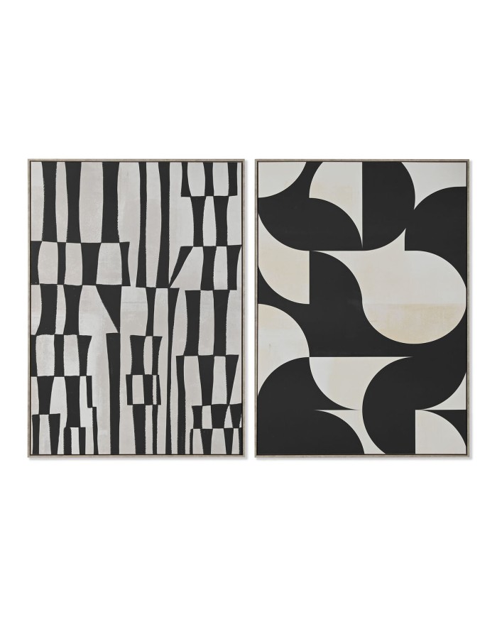 Tela Home ESPRIT Nero Beige polistirene Tela Moderno 103 x 4,5 x 143 cm (2 Unità)