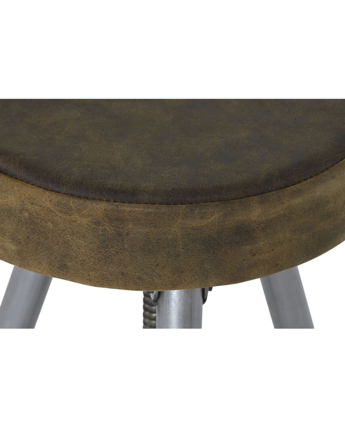 Sgabello Home ESPRIT Marrone Argentato Pelle Metallo 39 x 39 x 57 cm Sgabello Home ESPRIT Marrone Argentato Pelle Metallo 39 x 39 x 57 cm