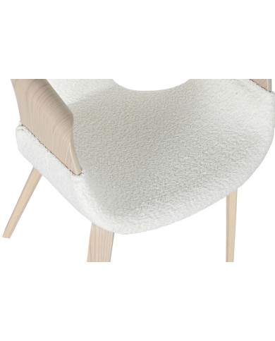 Sedia da Sala da Pranzo Home ESPRIT Bianco Poliestere Legno 55,5 x 67,5 x 80,5 cm