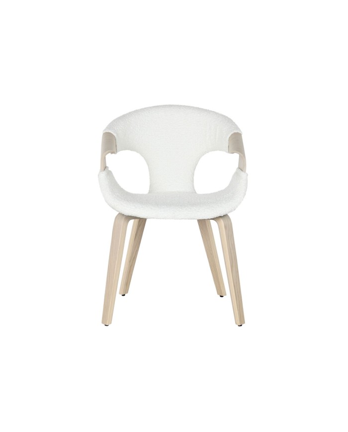 Sedia da Sala da Pranzo Home ESPRIT Bianco Poliestere Legno 55,5 x 67,5 x 80,5 cm Sedia da Sala da Pranzo Home ESPRIT Bianco Poliestere Legno 55,5 x 67,5 x 80,5 cm