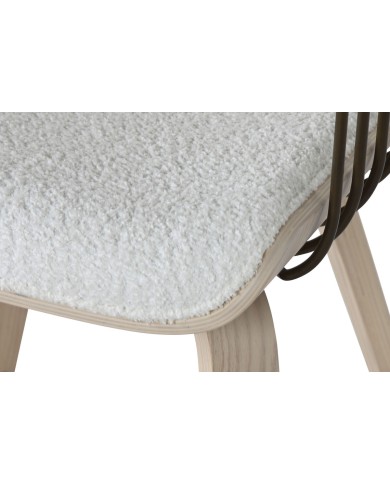 Sedia da Sala da Pranzo Home ESPRIT Bianco Poliestere Legno 51 x 55 x 76,5 cm