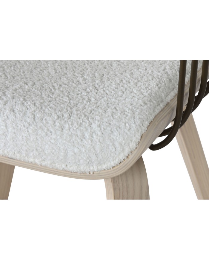 Sedia da Sala da Pranzo Home ESPRIT Bianco Poliestere Legno 51 x 55 x 76,5 cm