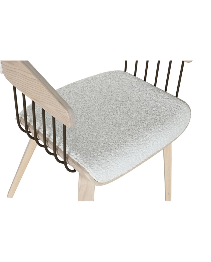 Sedia da Sala da Pranzo Home ESPRIT Bianco Poliestere Legno 51 x 55 x 76,5 cm