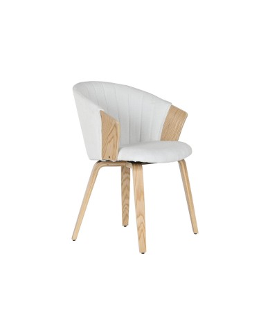 Sedia da Sala da Pranzo Home ESPRIT Bianco Poliestere Legno 60 x 57,5 x 79 cm