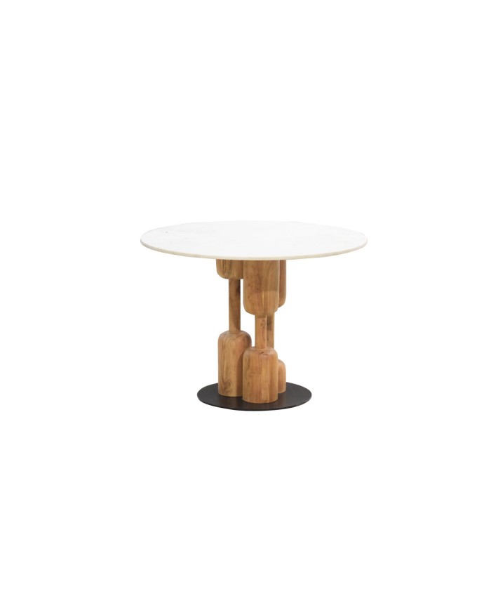 Tavolo da Pranzo Home ESPRIT Marmo Acacia 106 x 106 x 76 cm