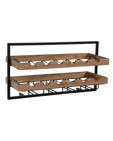 Portabottiglie Home ESPRIT Nero Naturale 65 x 25 x 35 cm