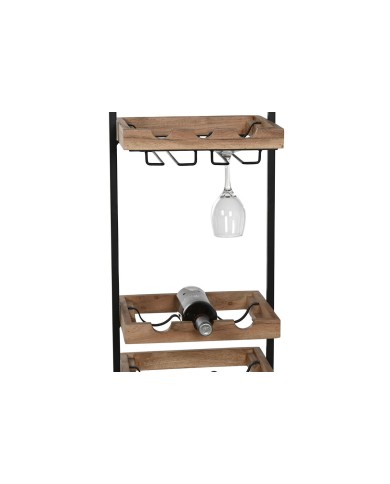 Portabottiglie Home ESPRIT Nero Naturale 35 x 25 x 75 cm