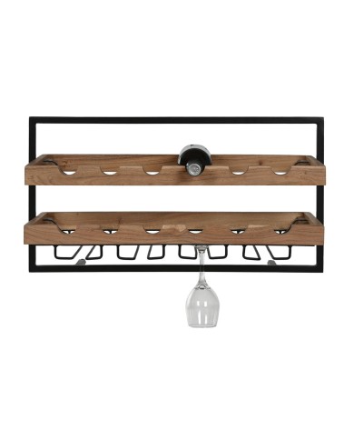 Portabottiglie Home ESPRIT Nero Naturale 65 x 25 x 35 cm