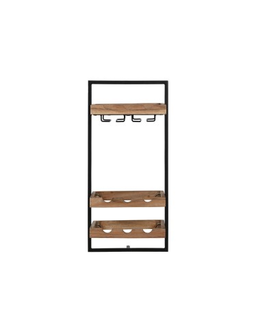 Portabottiglie Home ESPRIT Nero Naturale 35 x 25 x 75 cm