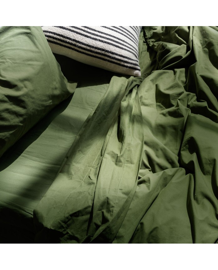 Lenzuolo con angoli HappyFriday BASIC Verde scuro 90 x 200 x 32 cm